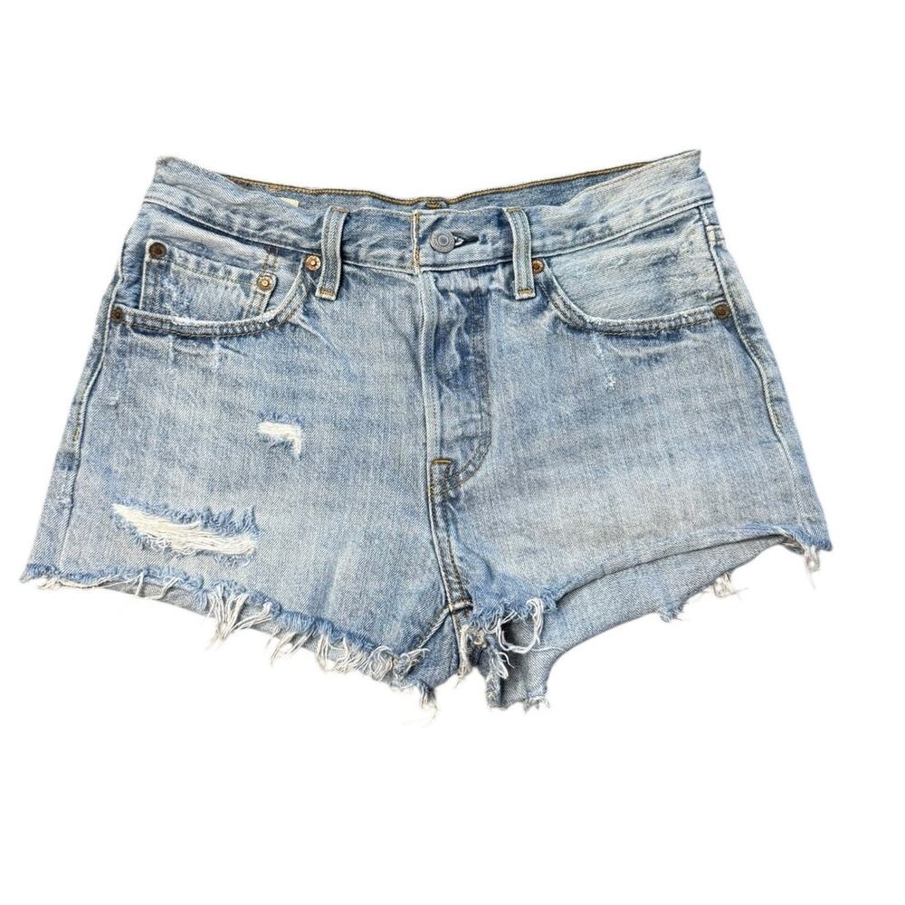 Levis Premium 501 Button Fly Cut off Shorts Light Wash  Size 27